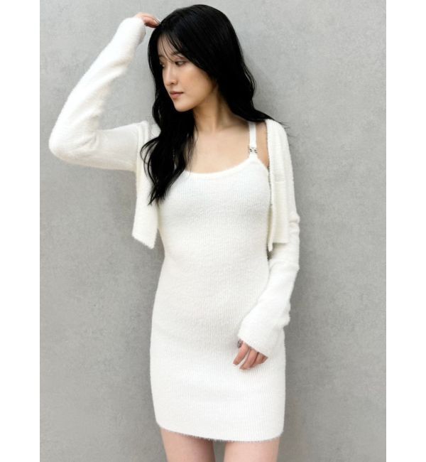 GYDA「Symmetry GYDAチャーム付きシャギーニットキャミワンピース【SETUP着用可】」|ワンピース|