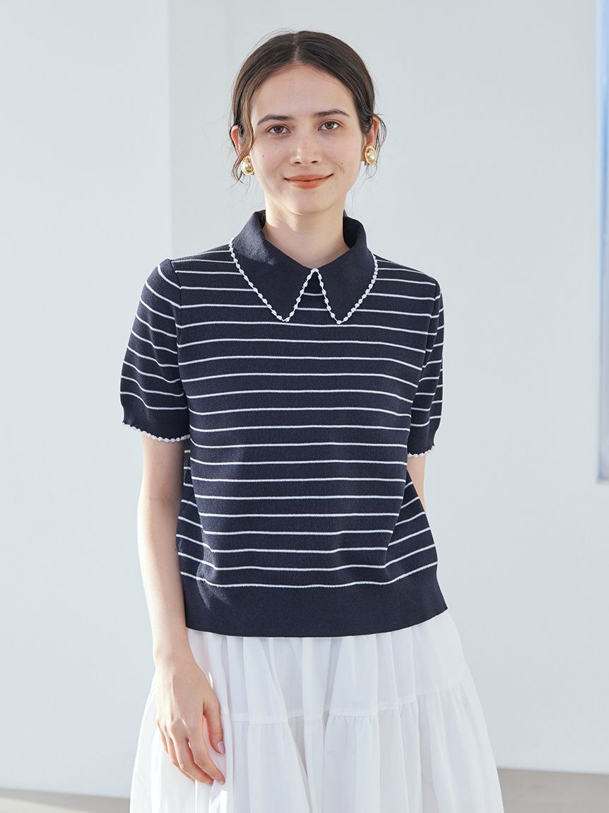 Mila Owen「【WEB限定カラー】２ＷＡＹ衿取り外しポロニットプルオーバー」|ニット・セーター|