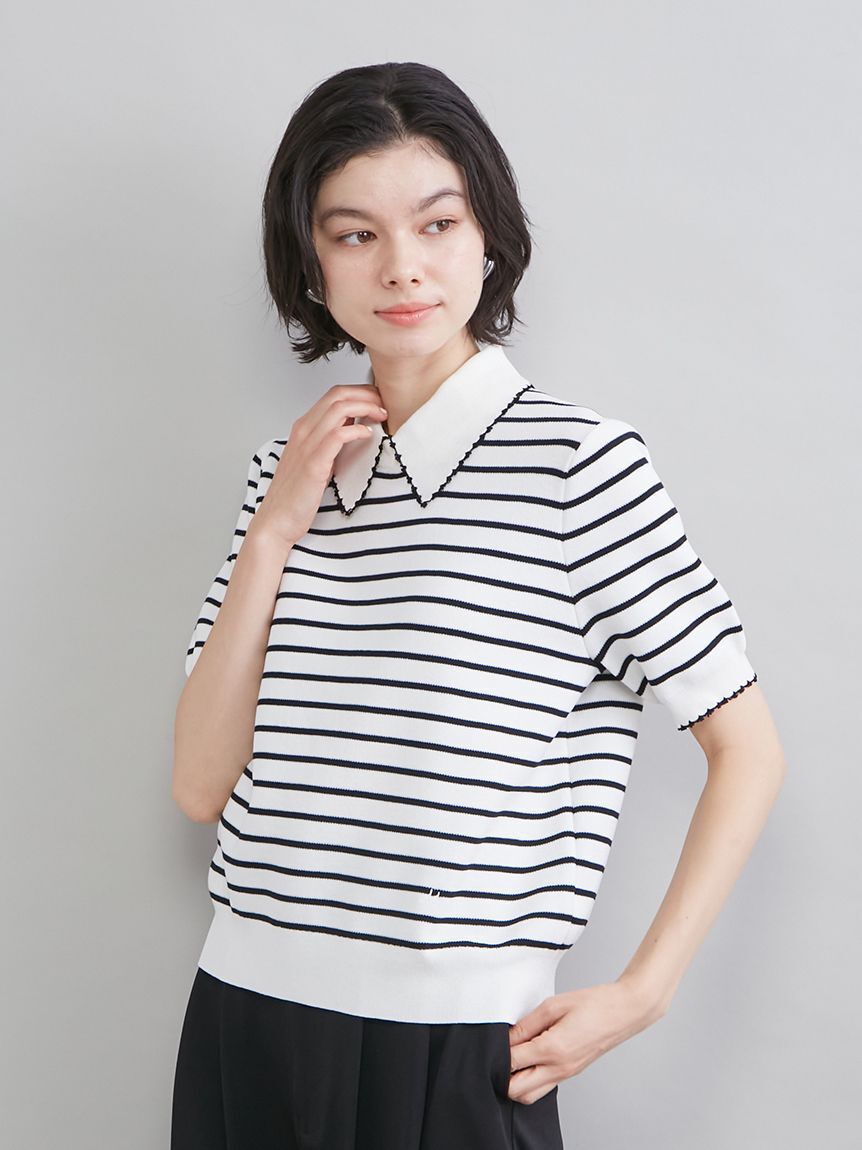 Mila Owen「【WEB限定カラー】２ＷＡＹ衿取り外しポロニットプルオーバー」|ニット・セーター|