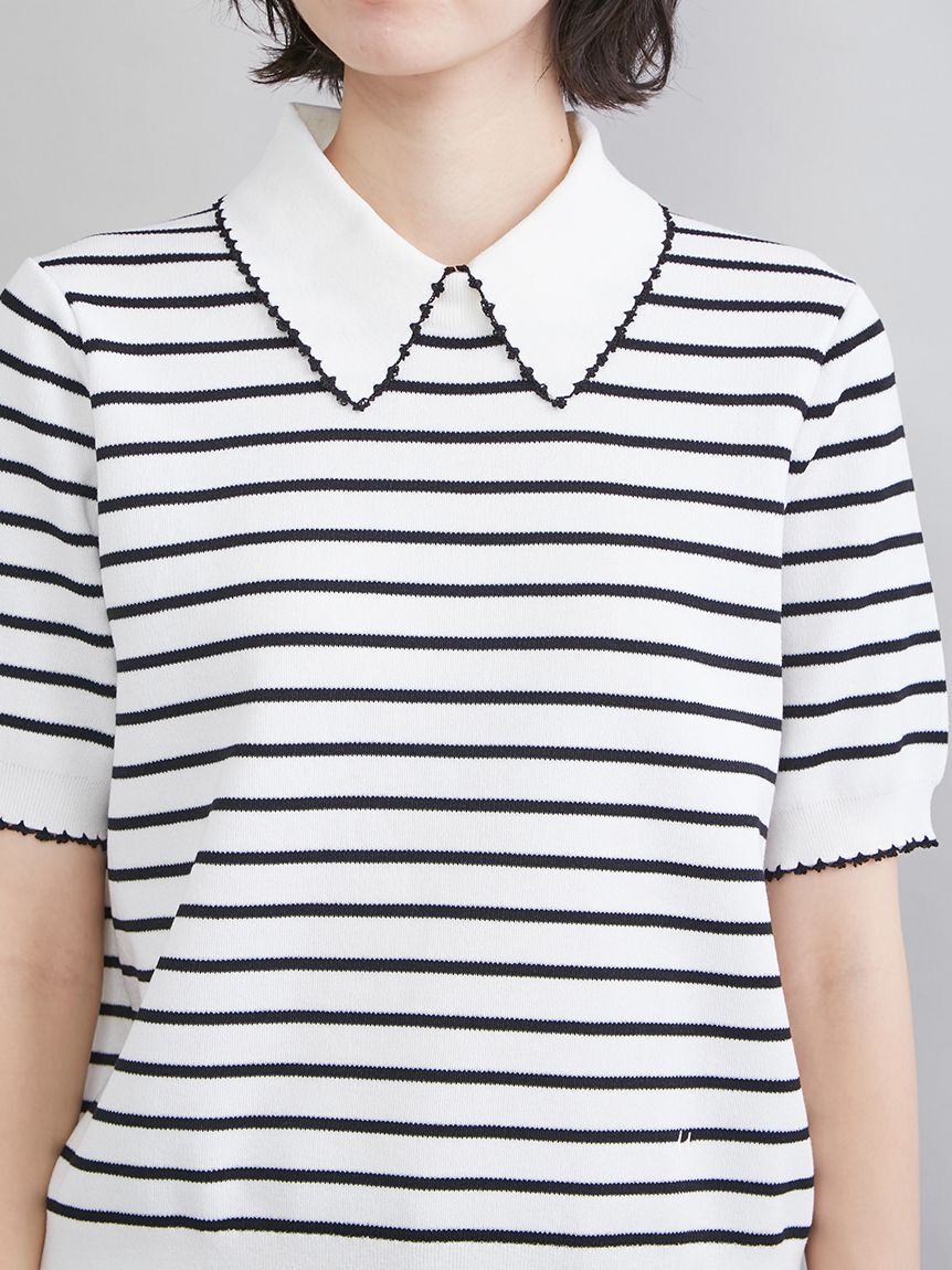 Mila Owen「【WEB限定カラー】２ＷＡＹ衿取り外しポロニットプルオーバー」|ニット・セーター|