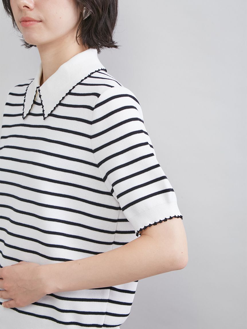 Mila Owen「【WEB限定カラー】２ＷＡＹ衿取り外しポロニットプルオーバー」|ニット・セーター|