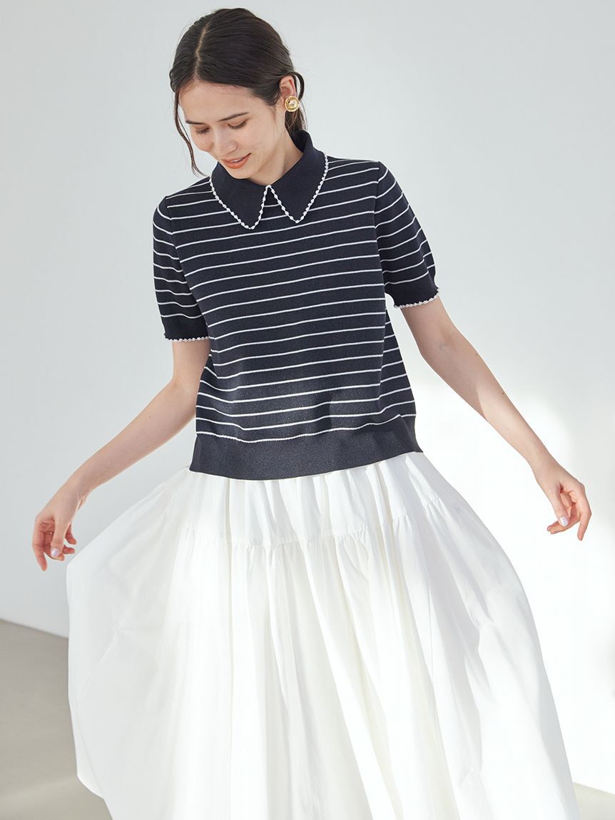 Mila Owen「【WEB限定カラー】２ＷＡＹ衿取り外しポロニットプルオーバー」|ニット・セーター|