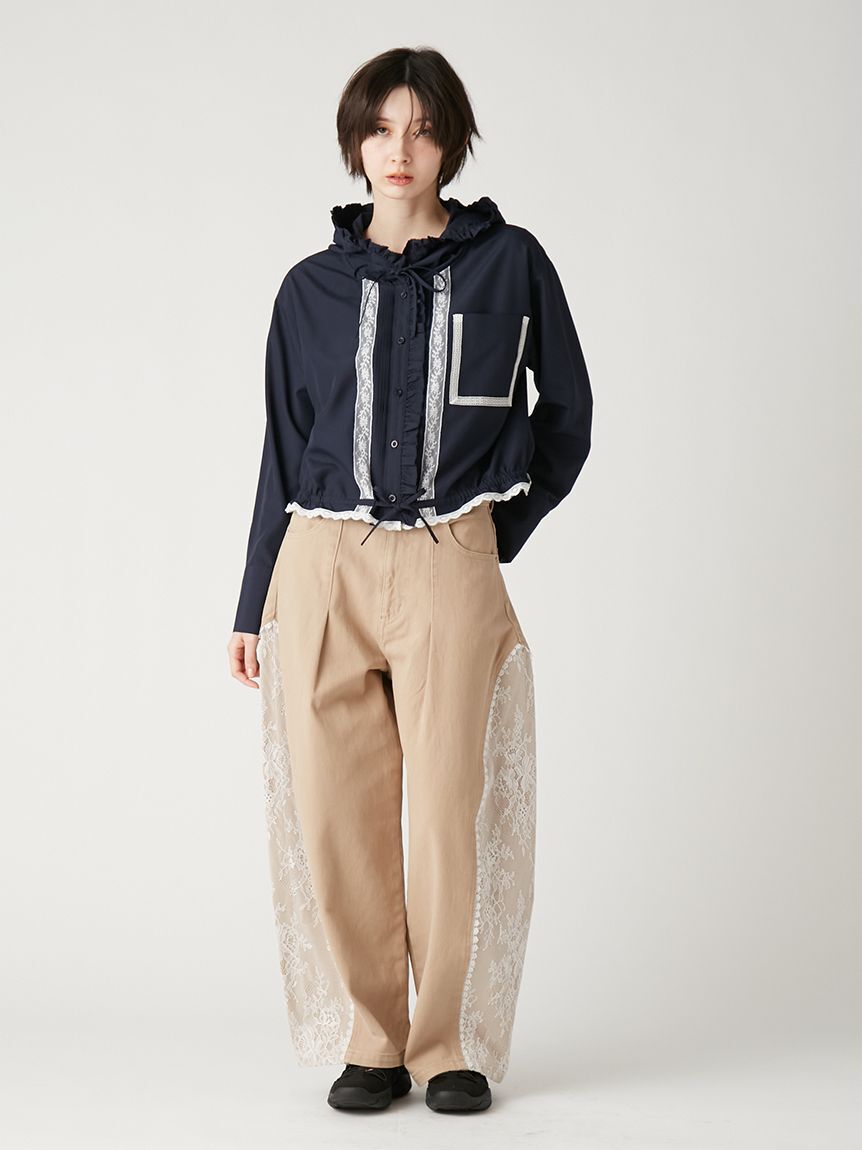 FURFUR「レースドッキングカーブデニムパンツ」|デニム|