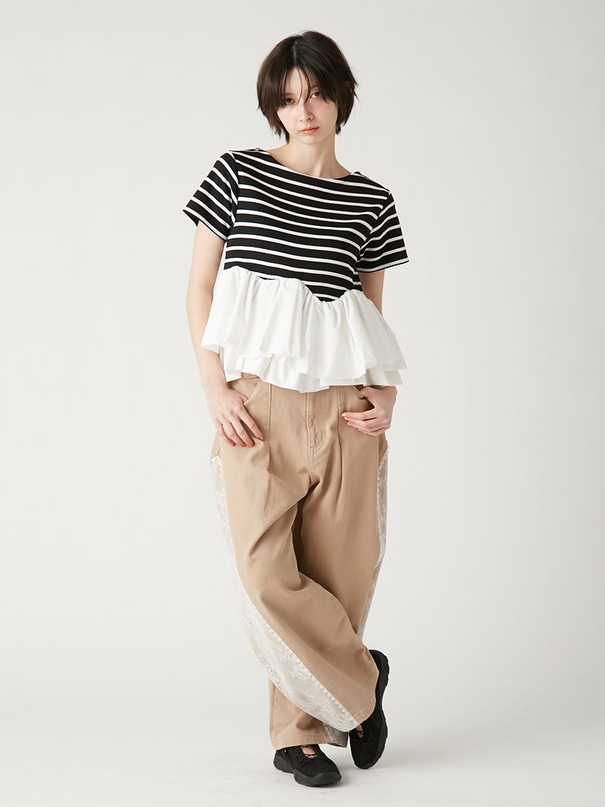 FURFUR「レースドッキングカーブデニムパンツ」|デニム|