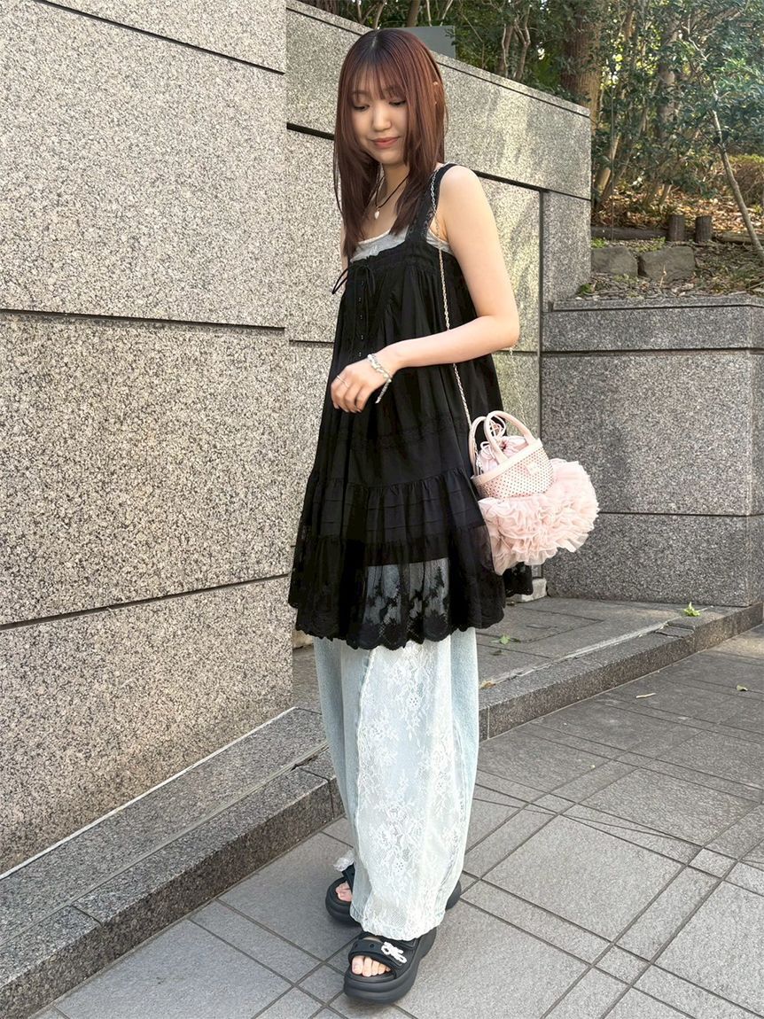 FURFUR「レースドッキングカーブデニムパンツ」|デニム|