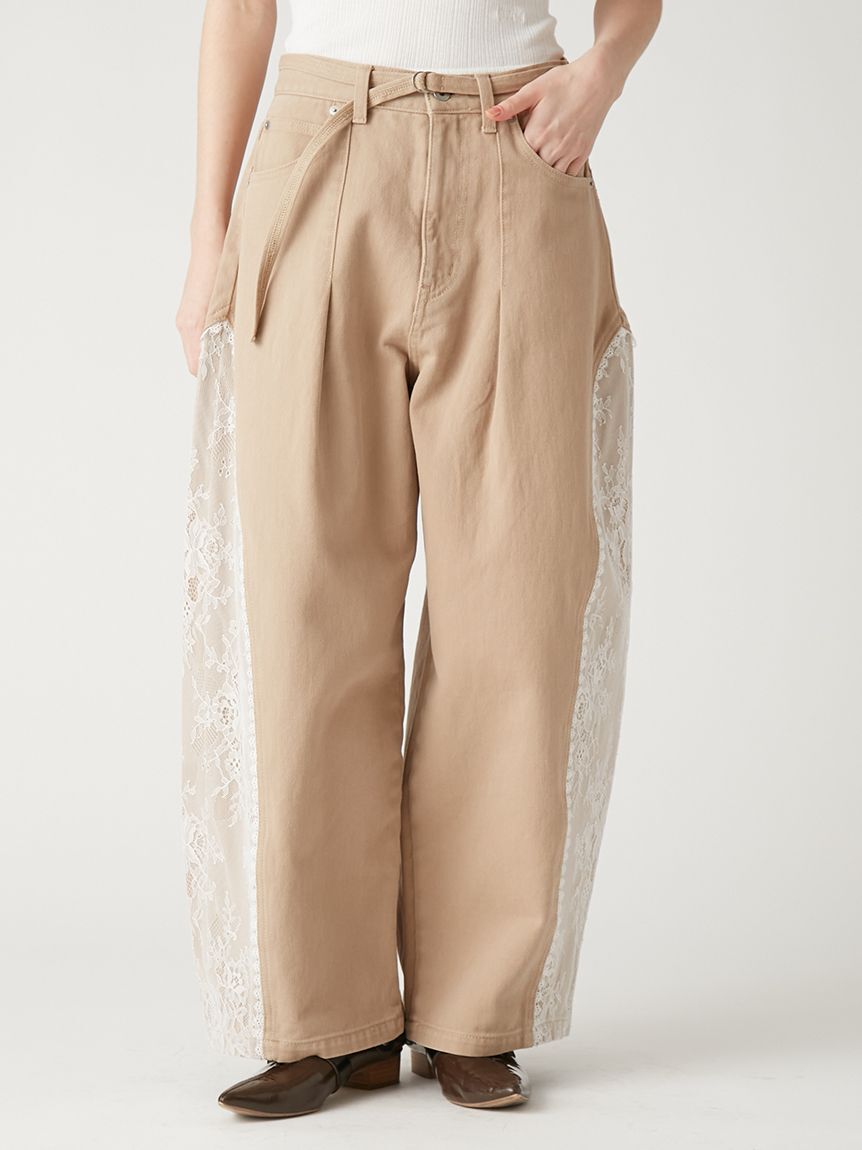 FURFUR「レースドッキングカーブデニムパンツ」|デニム|