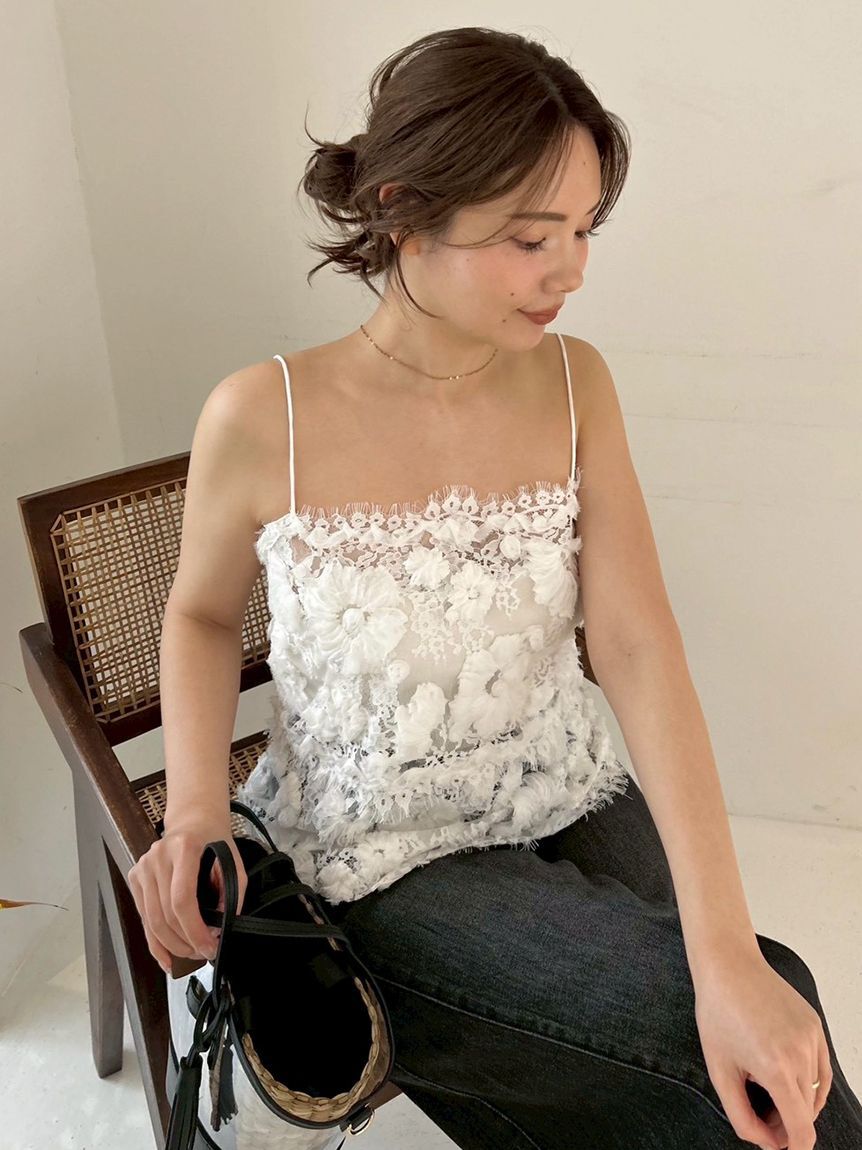 FRAY I.D「フラワーエンブロイダリーレースキャミソール」|キャミソール|