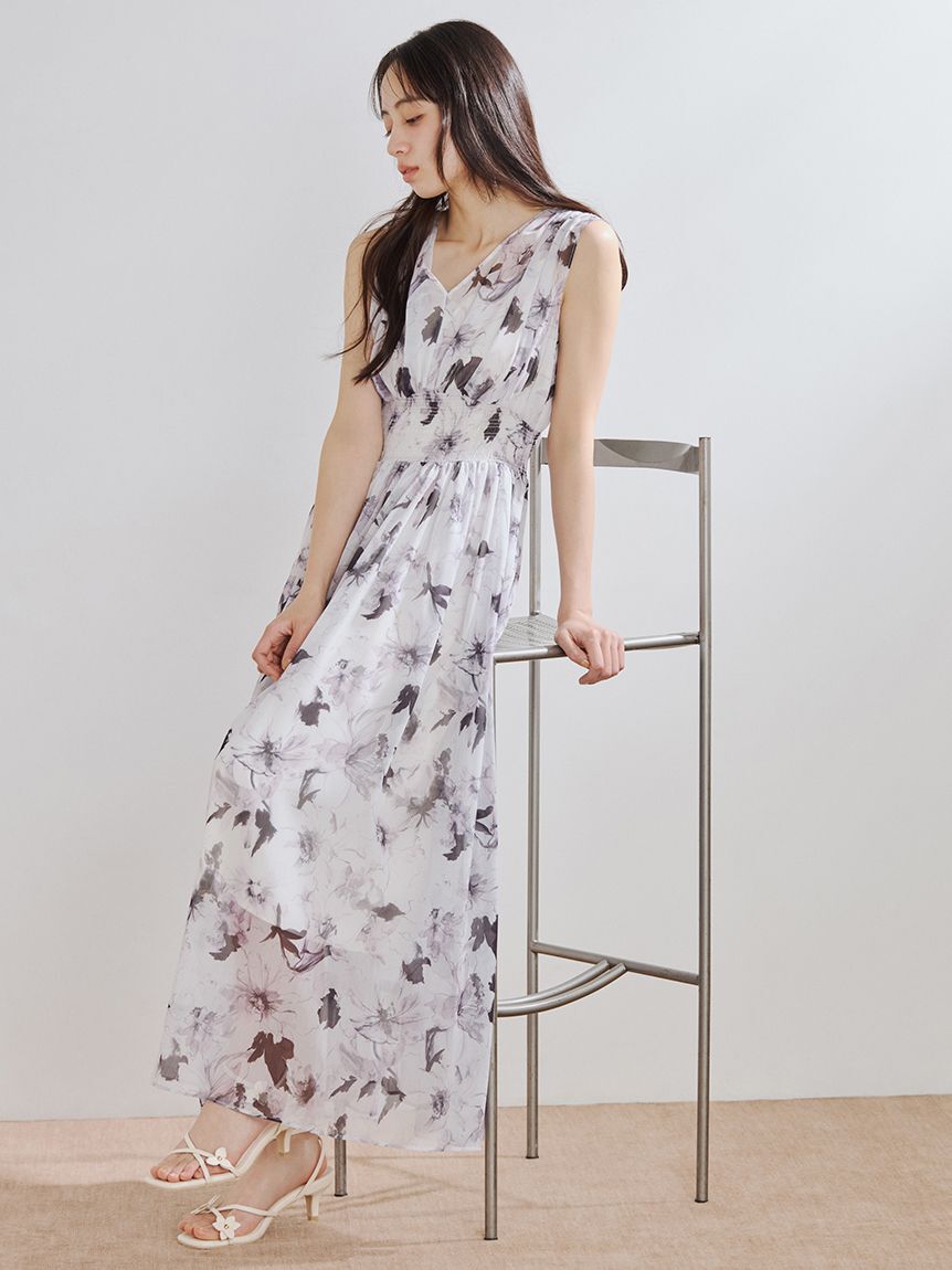 FRAY I.D「シャーリングフラワープリントワンピース」|ワンピース|