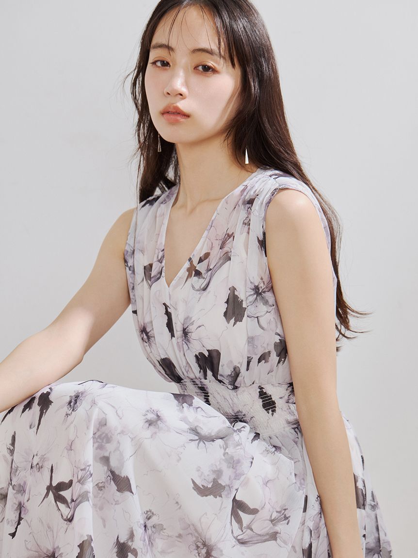 FRAY I.D「シャーリングフラワープリントワンピース」|ワンピース|