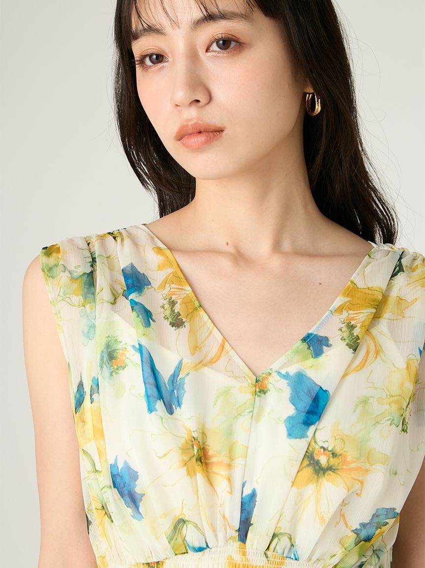 FRAY I.D「シャーリングフラワープリントワンピース」|ワンピース|