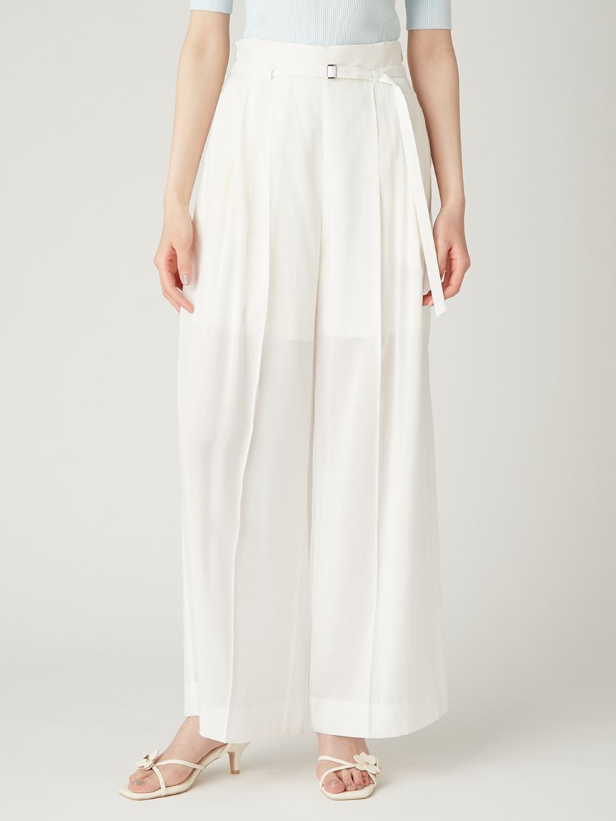 FRAY I.D「セミシアーハイウエストパンツ／ウォッシャブル」|チノ|