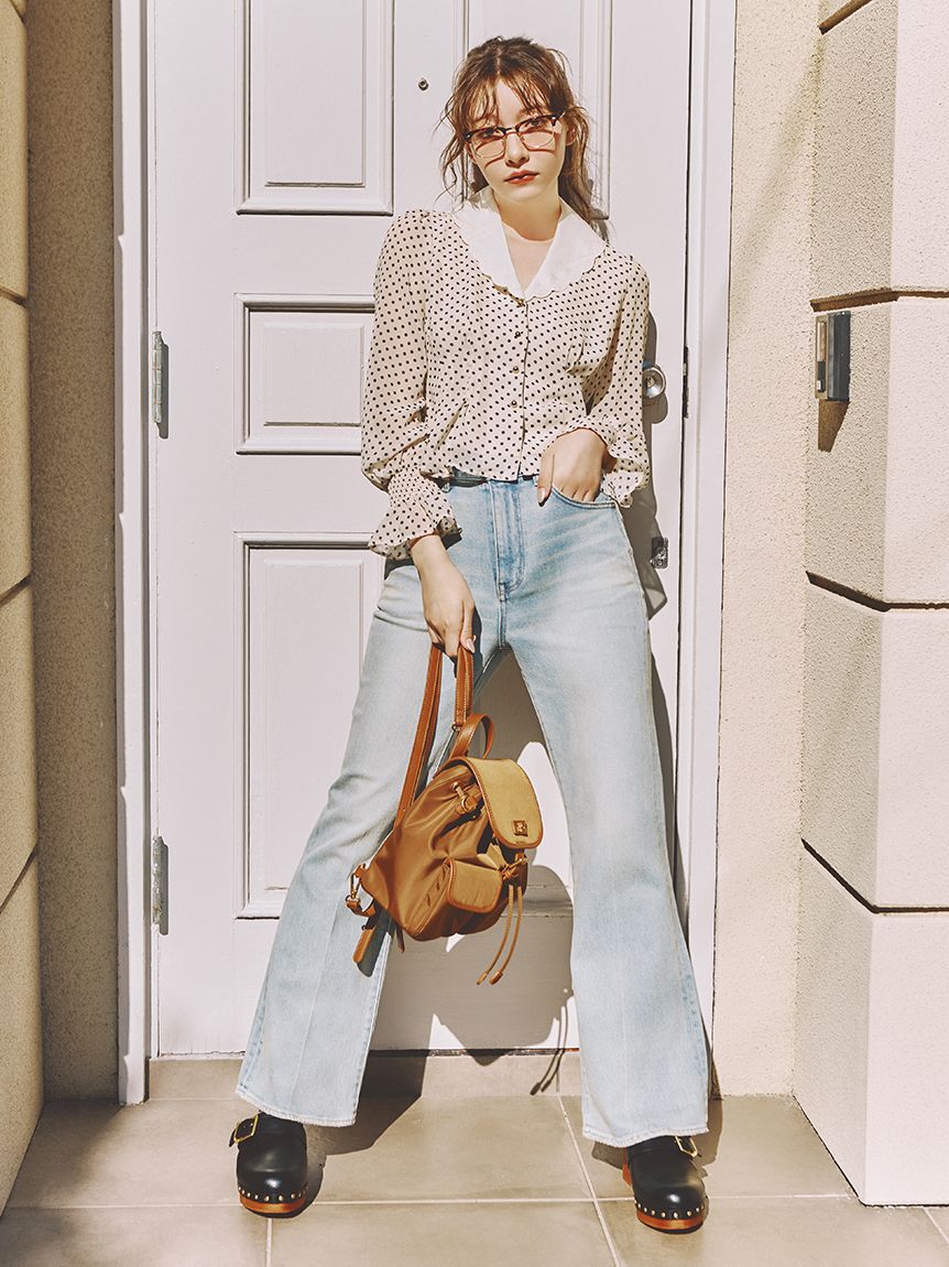 LILY BROWN「【WEB限定00サイズ】ストレッチセミフレアデニムパンツ」|デニム|