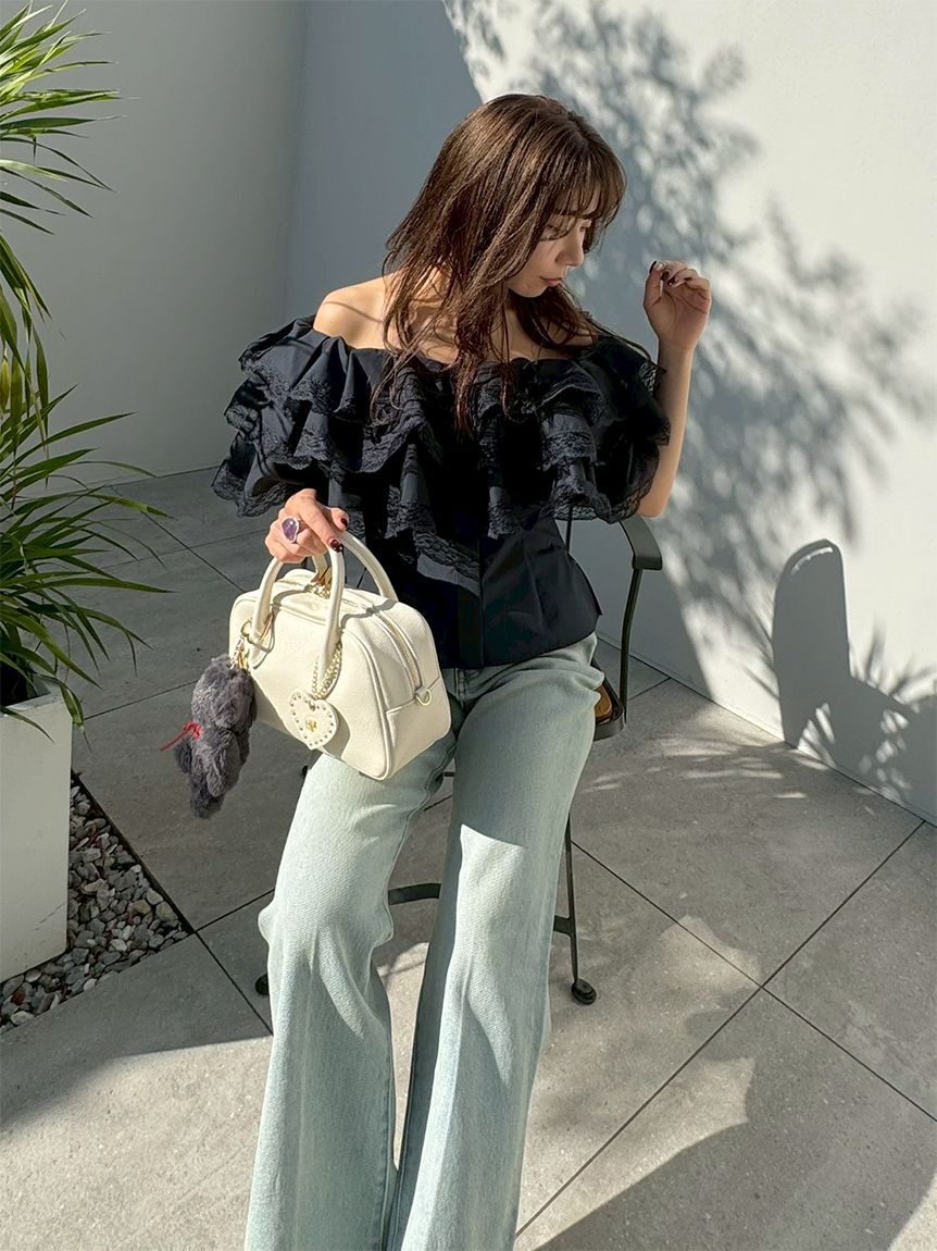 LILY BROWN「【WEB限定00サイズ】ストレッチセミフレアデニムパンツ」|デニム|