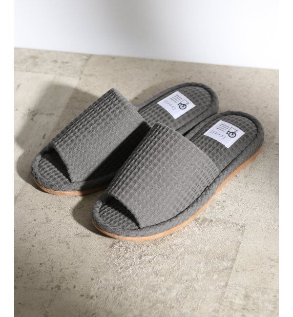 TOKYO DESIGN CHANNEL「YORI 外縫いワッフルスリッパ L」|ルームシューズ|チャコール