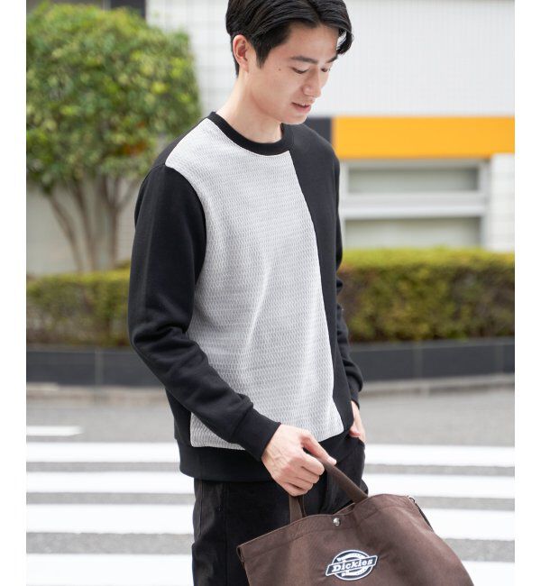 ikka「モール切り替え裏起毛プルオーバー」|パーカー|