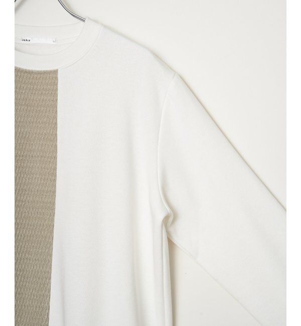 ikka「モール切り替え裏起毛プルオーバー」|パーカー|