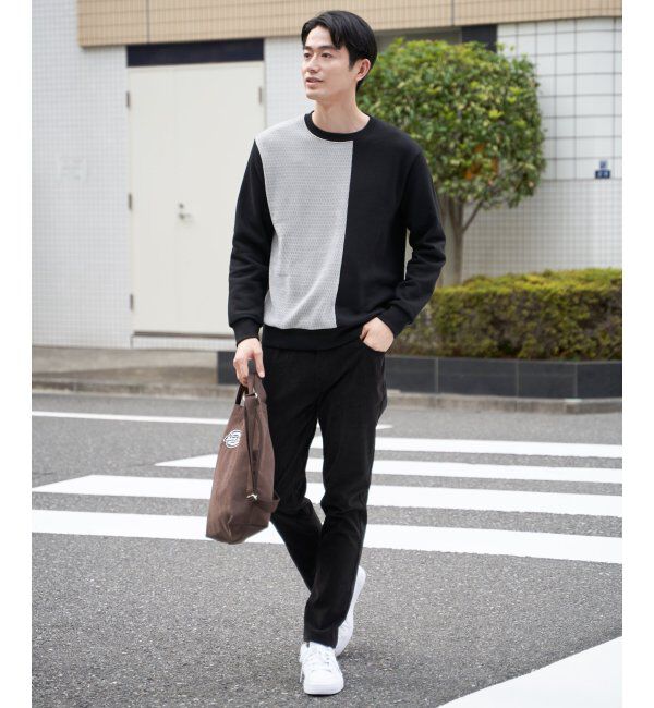 ikka「モール切り替え裏起毛プルオーバー」|パーカー|