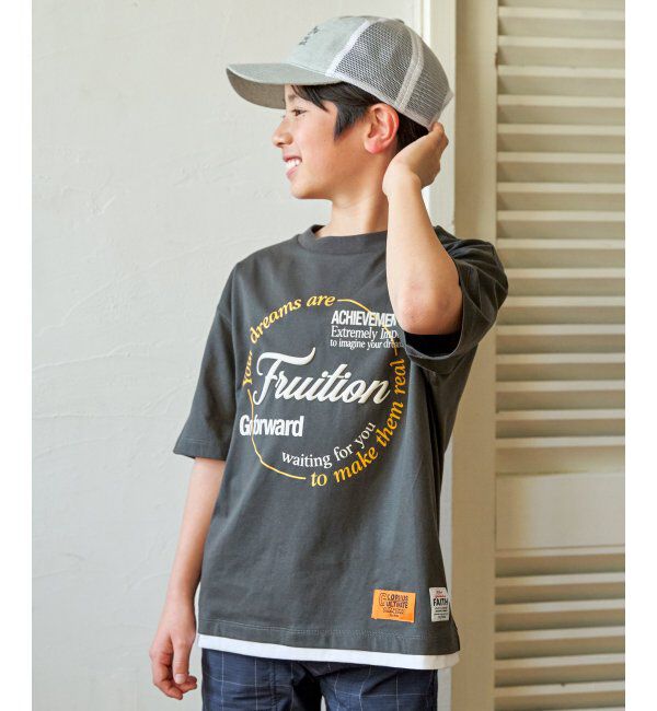 ikka kids「冷感裾レイヤードプリントTシャツ（120~160cm）」|Tシャツ・カットソー|