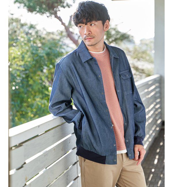 ikka「メッシュデニムシャルゾン」|ブルゾン・スタジャン|