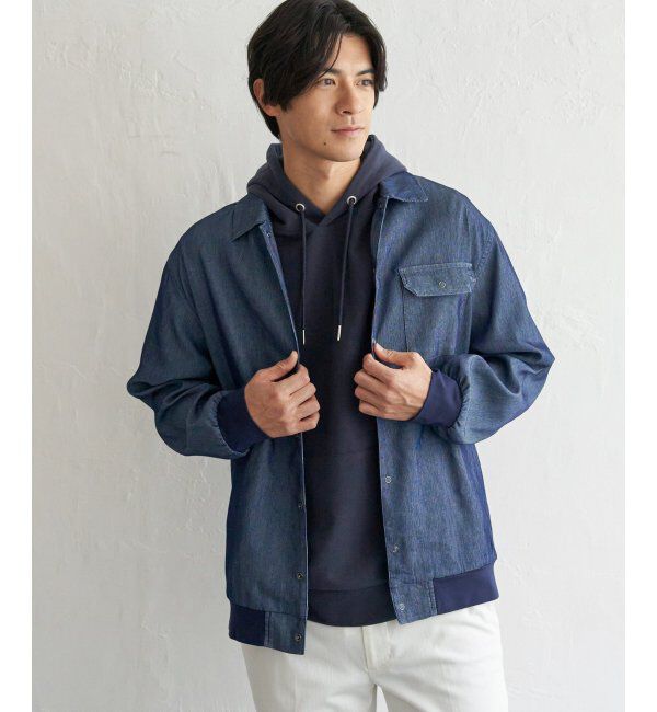 ikka「メッシュデニムシャルゾン」|ブルゾン・スタジャン|