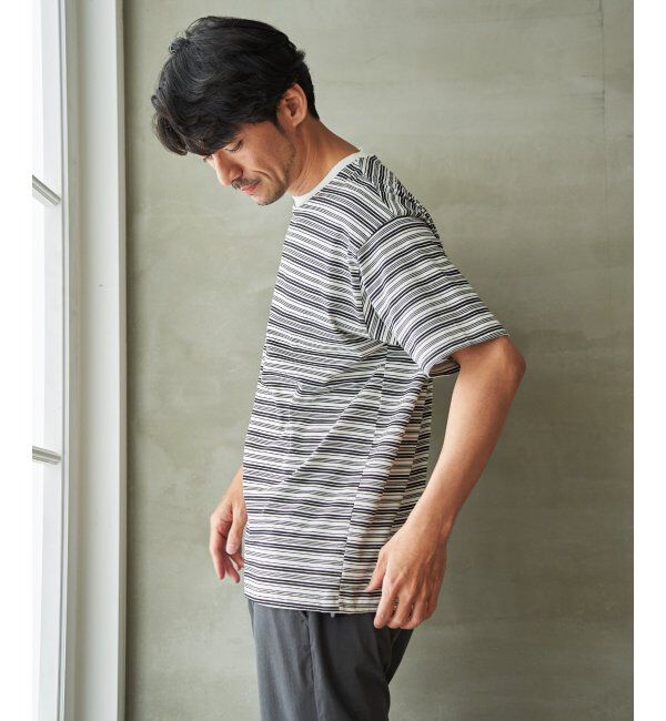 ikka「【お得だ値】冷感コットンドロストボーダーTシャツ」|Tシャツ・カットソー|