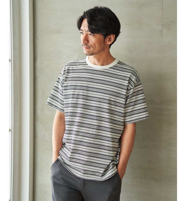 ikka「【お得だ値】冷感コットンドロストボーダーTシャツ」|Tシャツ・カットソー|
