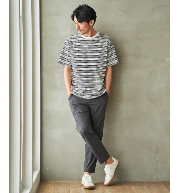 ikka「【お得だ値】冷感コットンドロストボーダーTシャツ」|Tシャツ・カットソー|