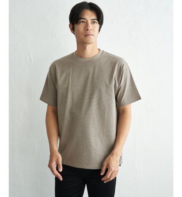ikka「【お得だ値】冷感コットンドロストボーダーTシャツ」|Tシャツ・カットソー|ベージュ
