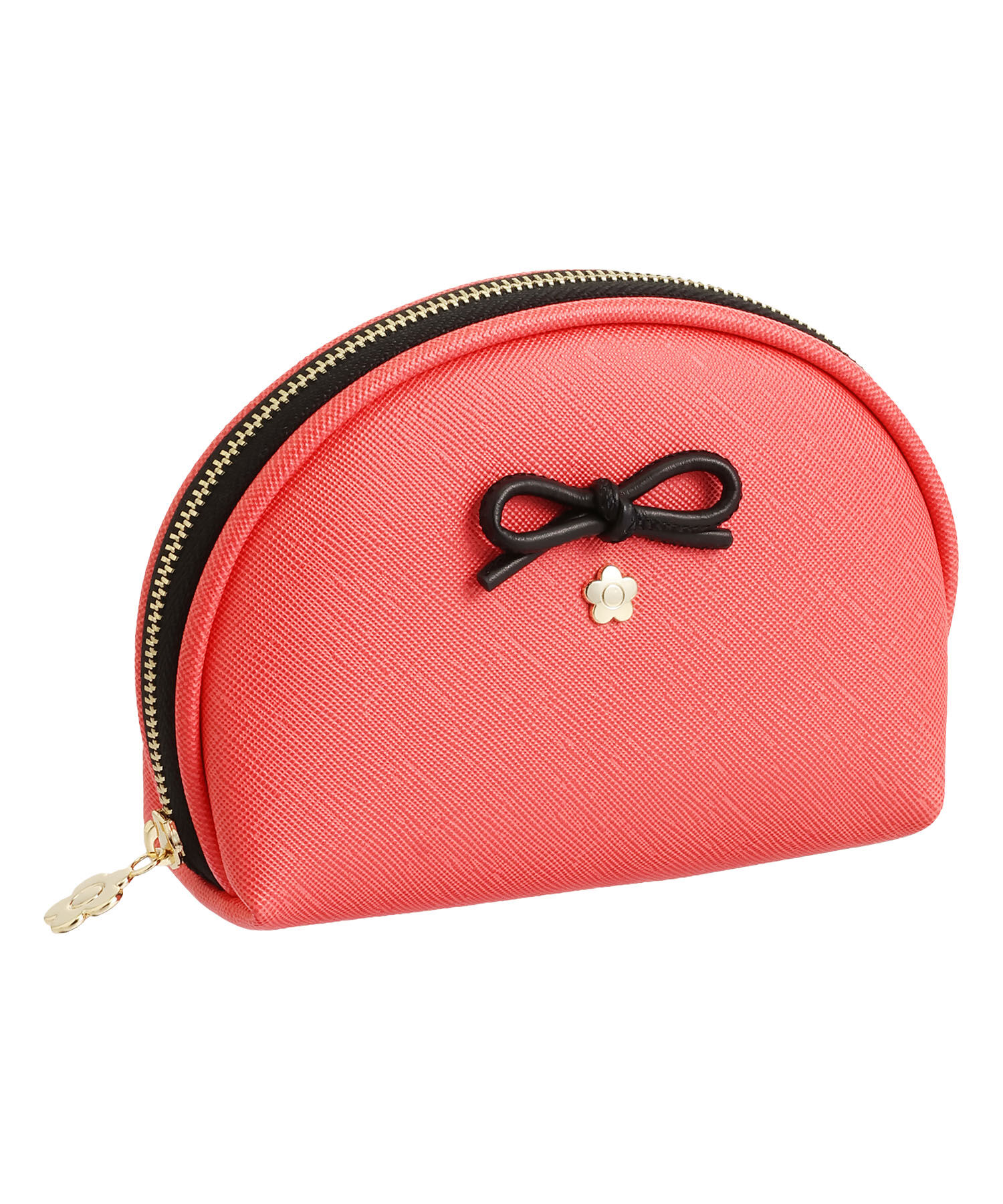 MARY QUANT「サフィアーノリボン ラウンドポーチ」|ポーチ|コーラルレッド