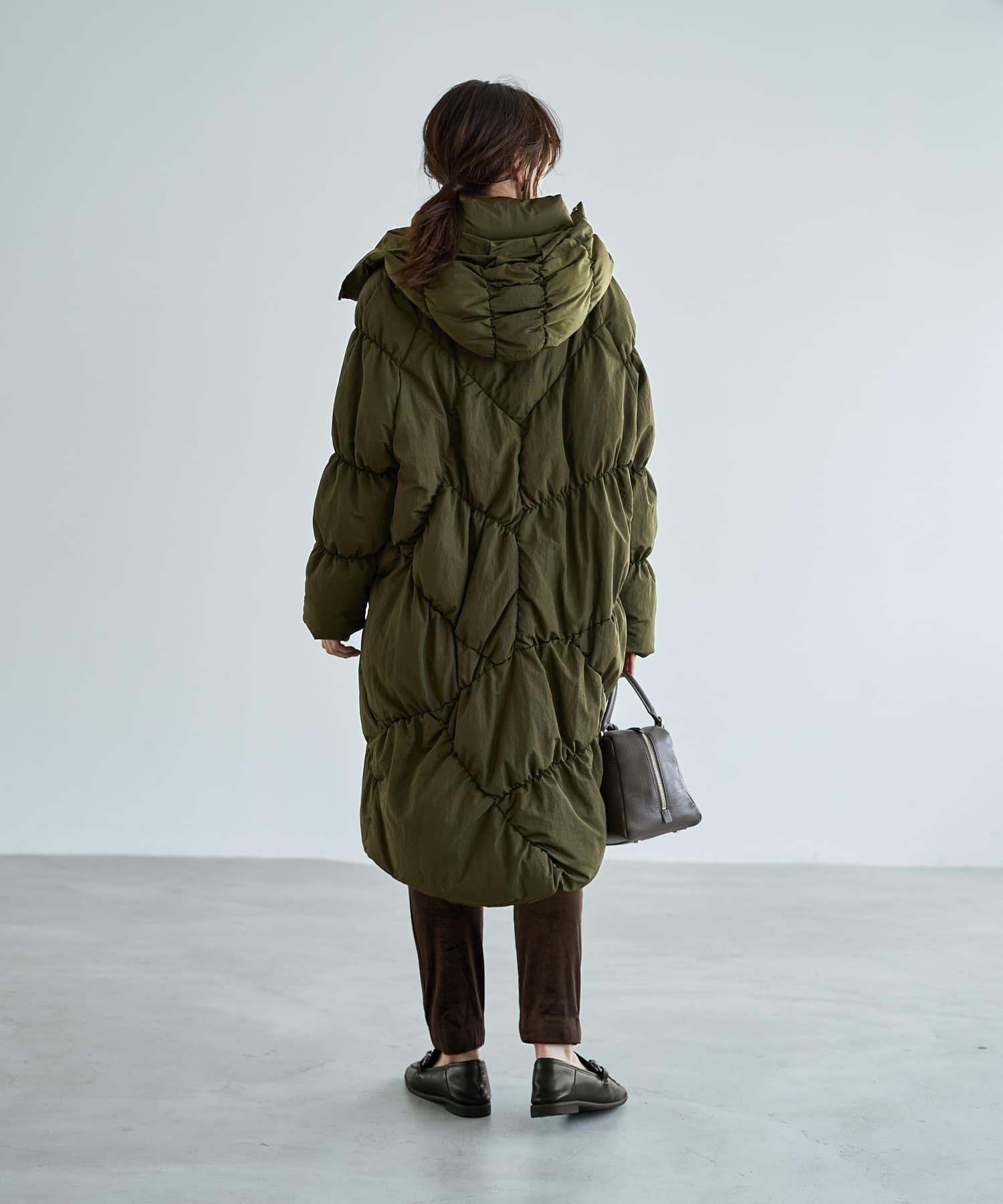 STYLE DELI「【LUXE】暖か軽量◆機能中綿ギャザーロングコート」|ダウン|