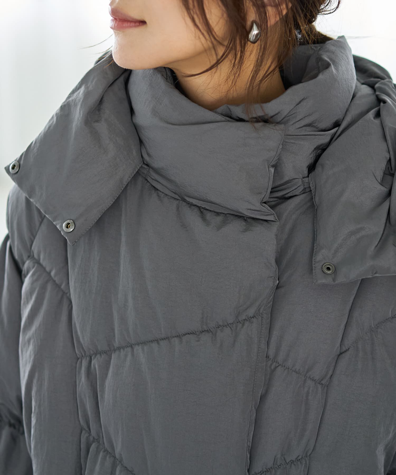 STYLE DELI「【LUXE】暖か軽量◆機能中綿ギャザーロングコート」|ダウン|