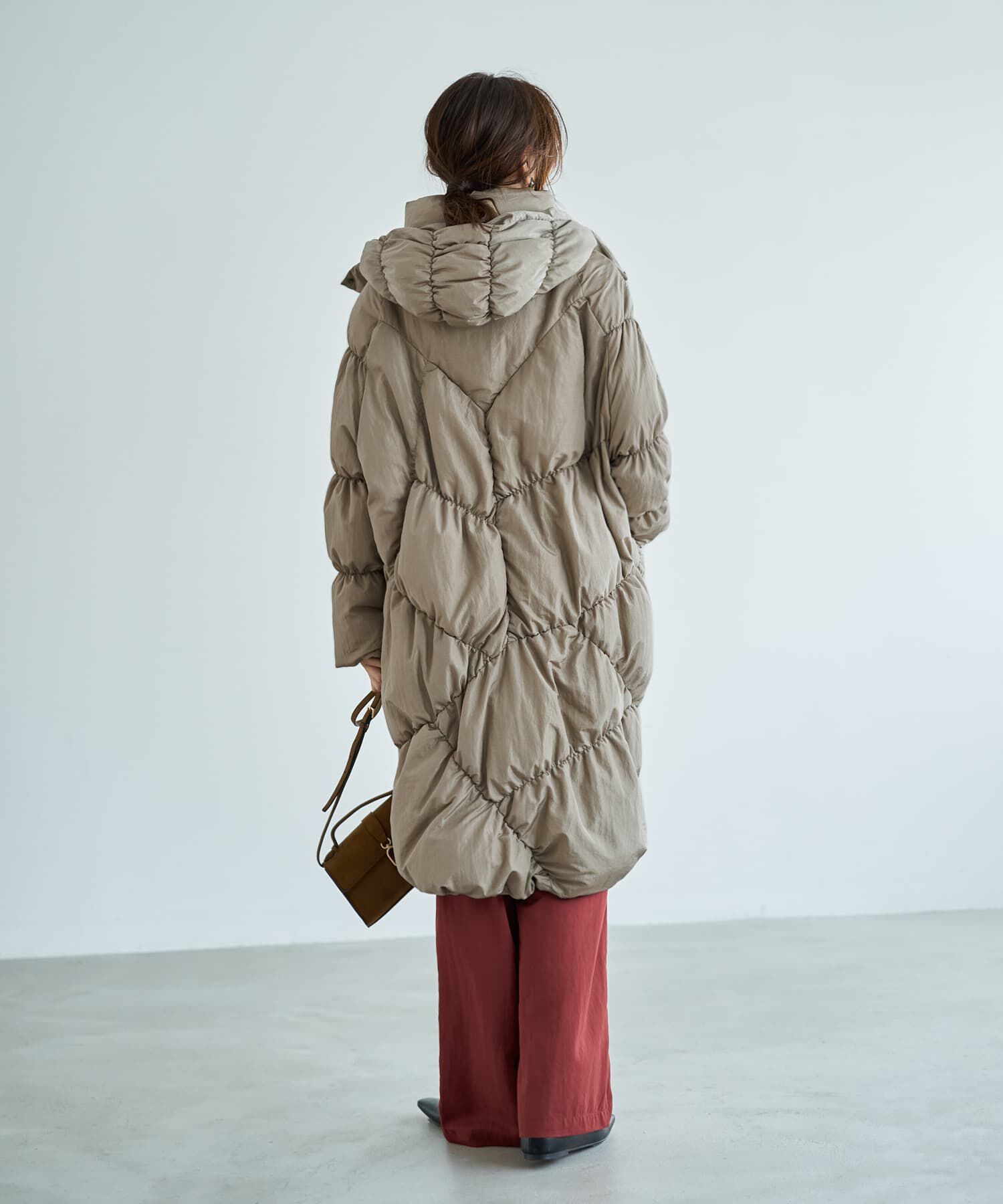 STYLE DELI「【LUXE】暖か軽量◆機能中綿ギャザーロングコート」|ダウン|