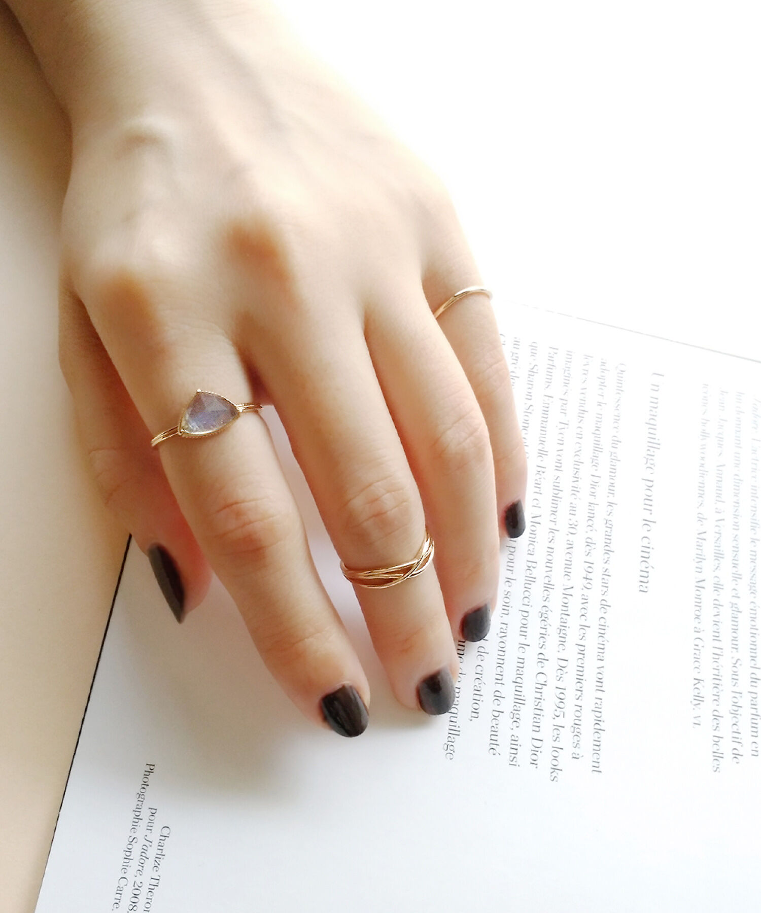 NOIR DE POUPEE「K10 3本ラインウェーブ ゴールドピンキーリング」|リング|