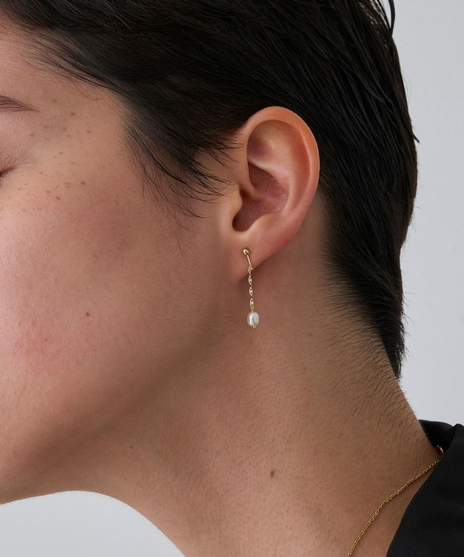 JUPITER「【K10】淡水パール&times;チェーンイヤリング」|イヤリング|