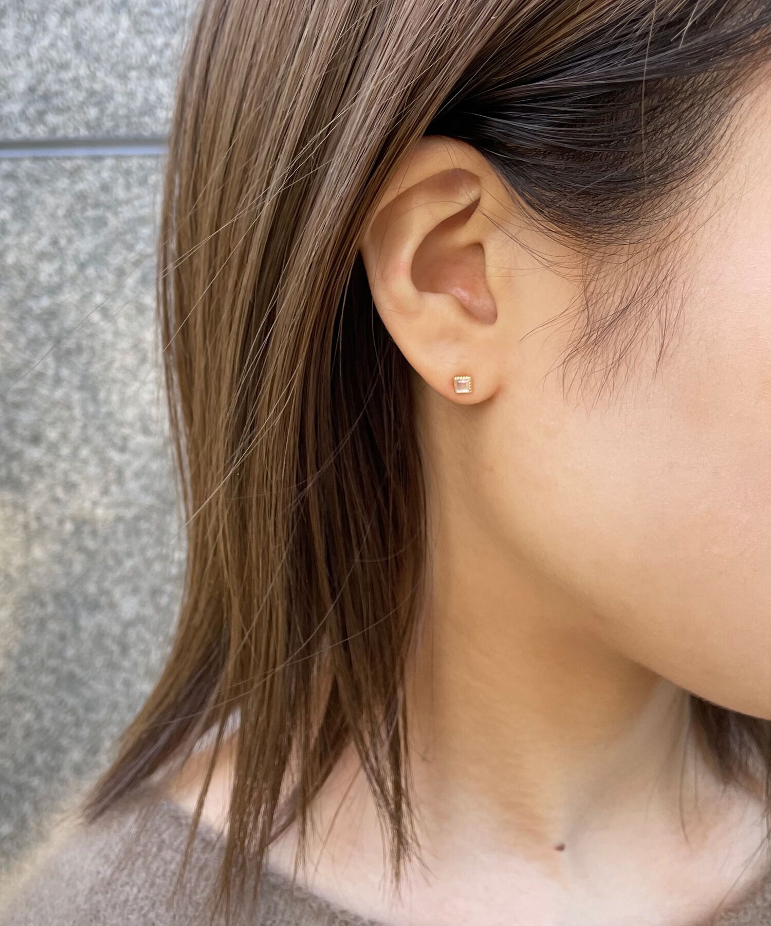 JUPITER「【片耳】K10スクエア天然石ピアス　ブルームーンストーン」|ピアス|