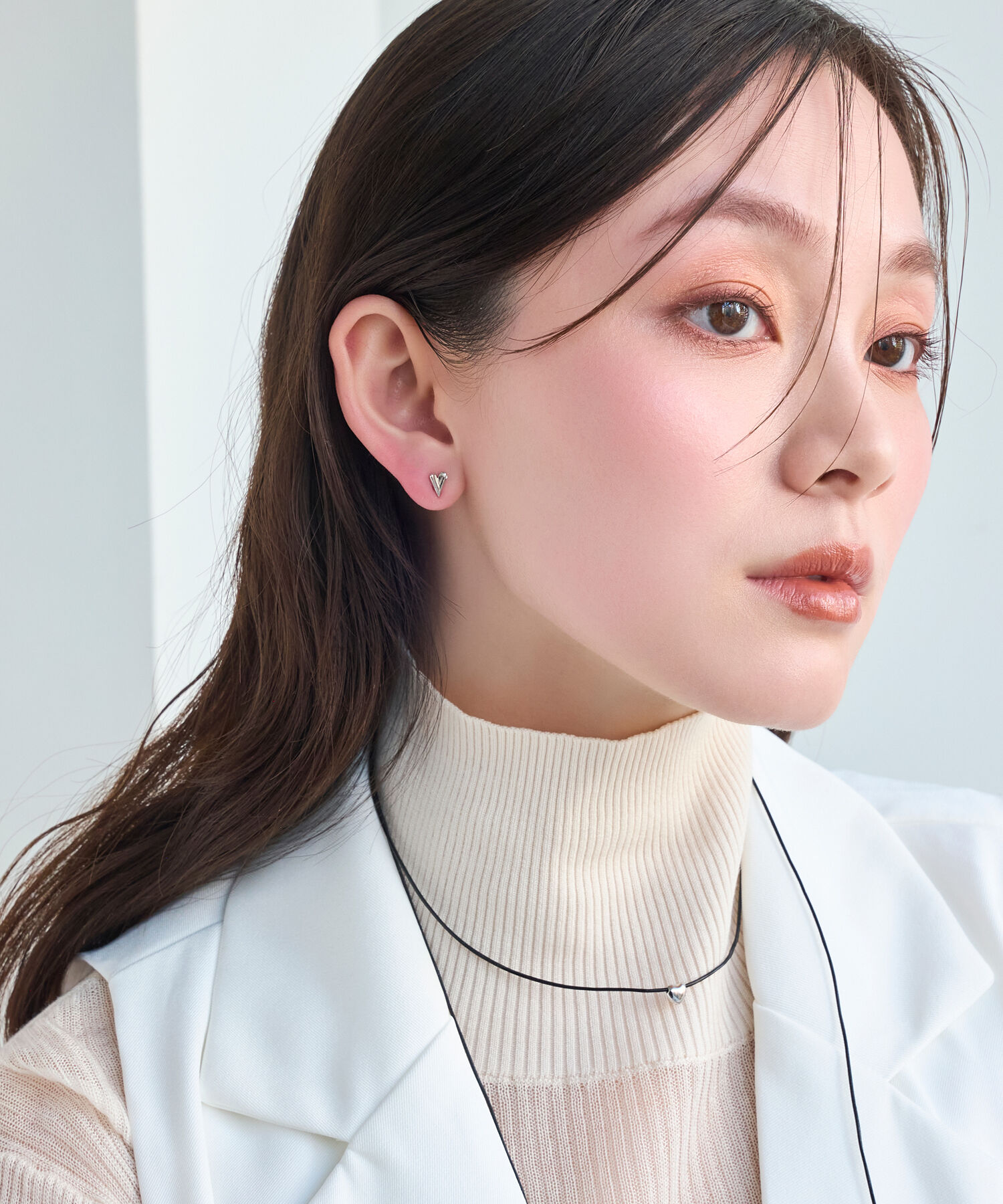  「【金属アレルギー対応】ハートリーフセラミックピアス　シルバー/ニッケルフリー（片耳）」|ピアス|