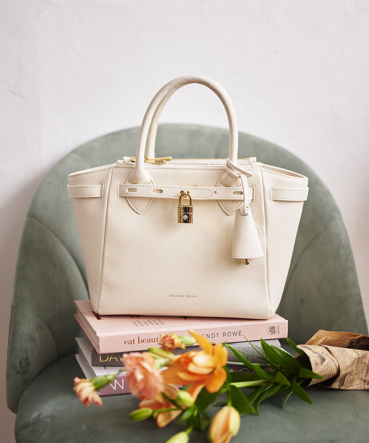Samantha Thavasa「ベルトデザイン サマンサアゼル 中サイズ」|ハンドバッグ|オフホワイト
