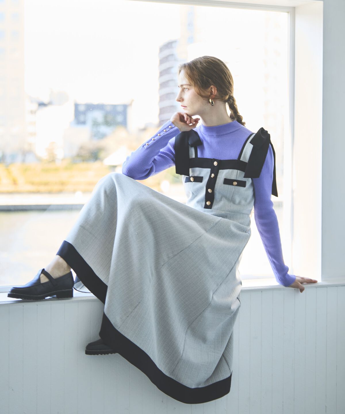 アンドクチュール「ラメツイードジャンスカ」|ジャンパースカート|