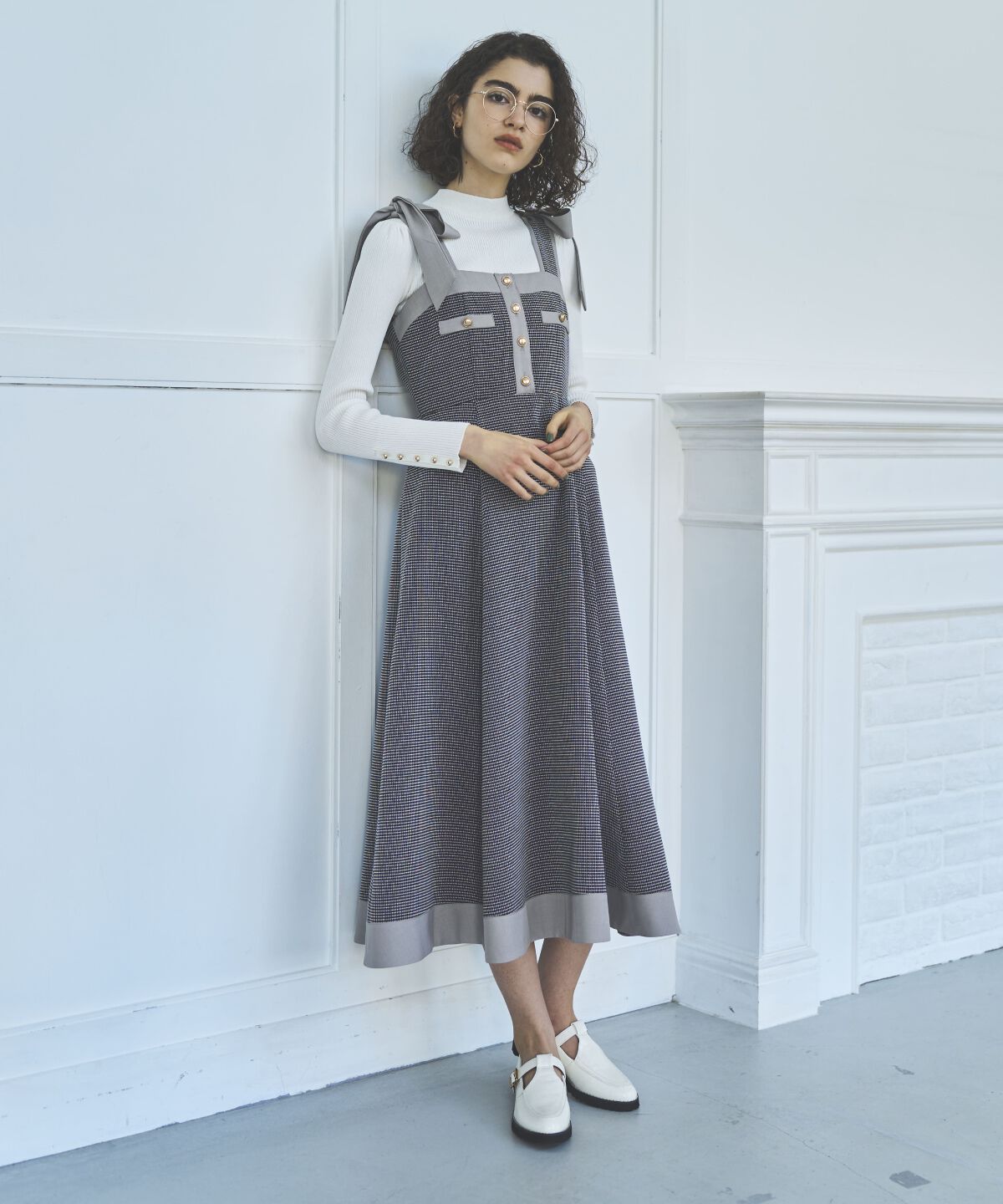 アンドクチュール「ラメツイードジャンスカ」|ジャンパースカート|