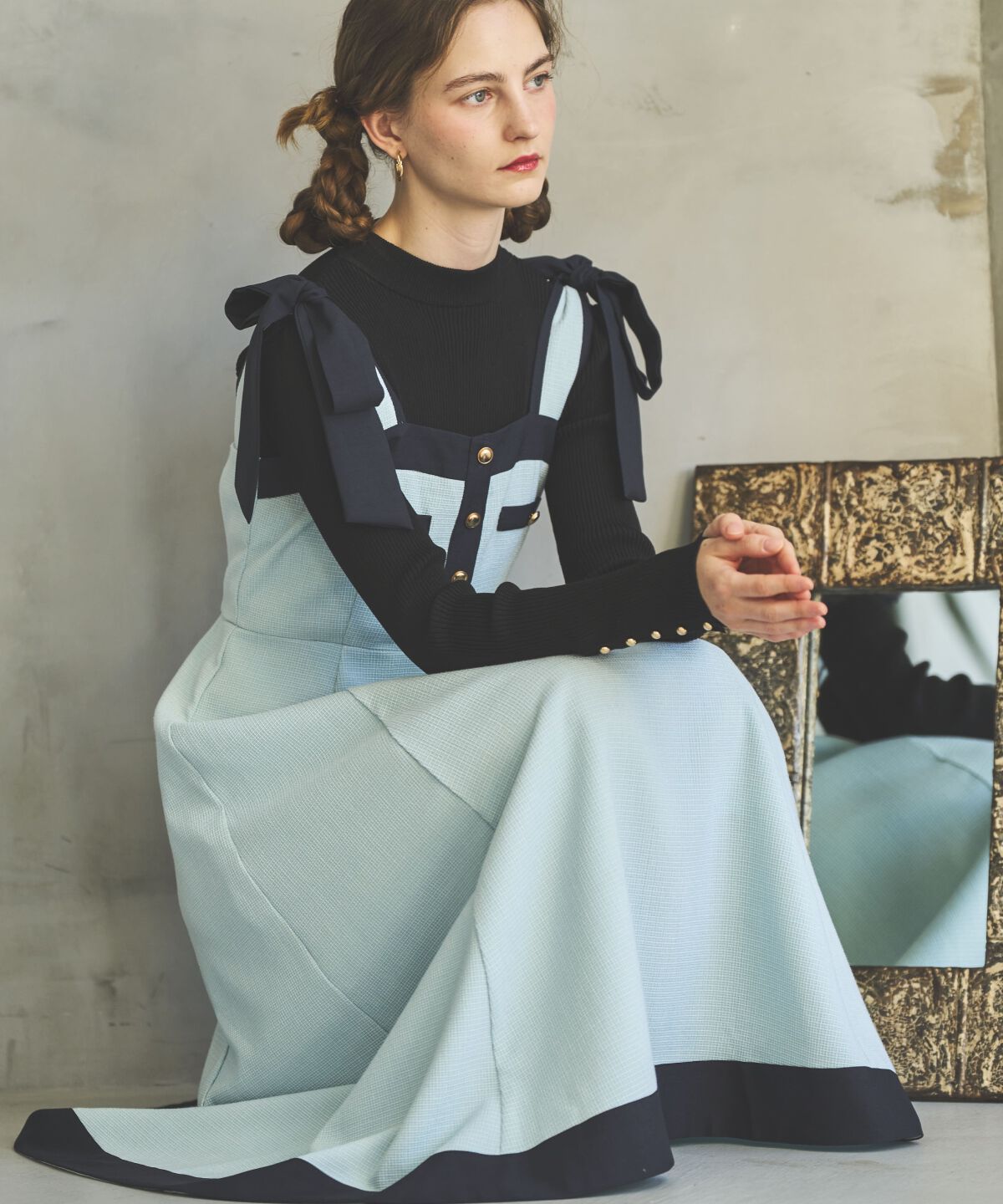 アンドクチュール「ラメツイードジャンスカ」|ジャンパースカート|