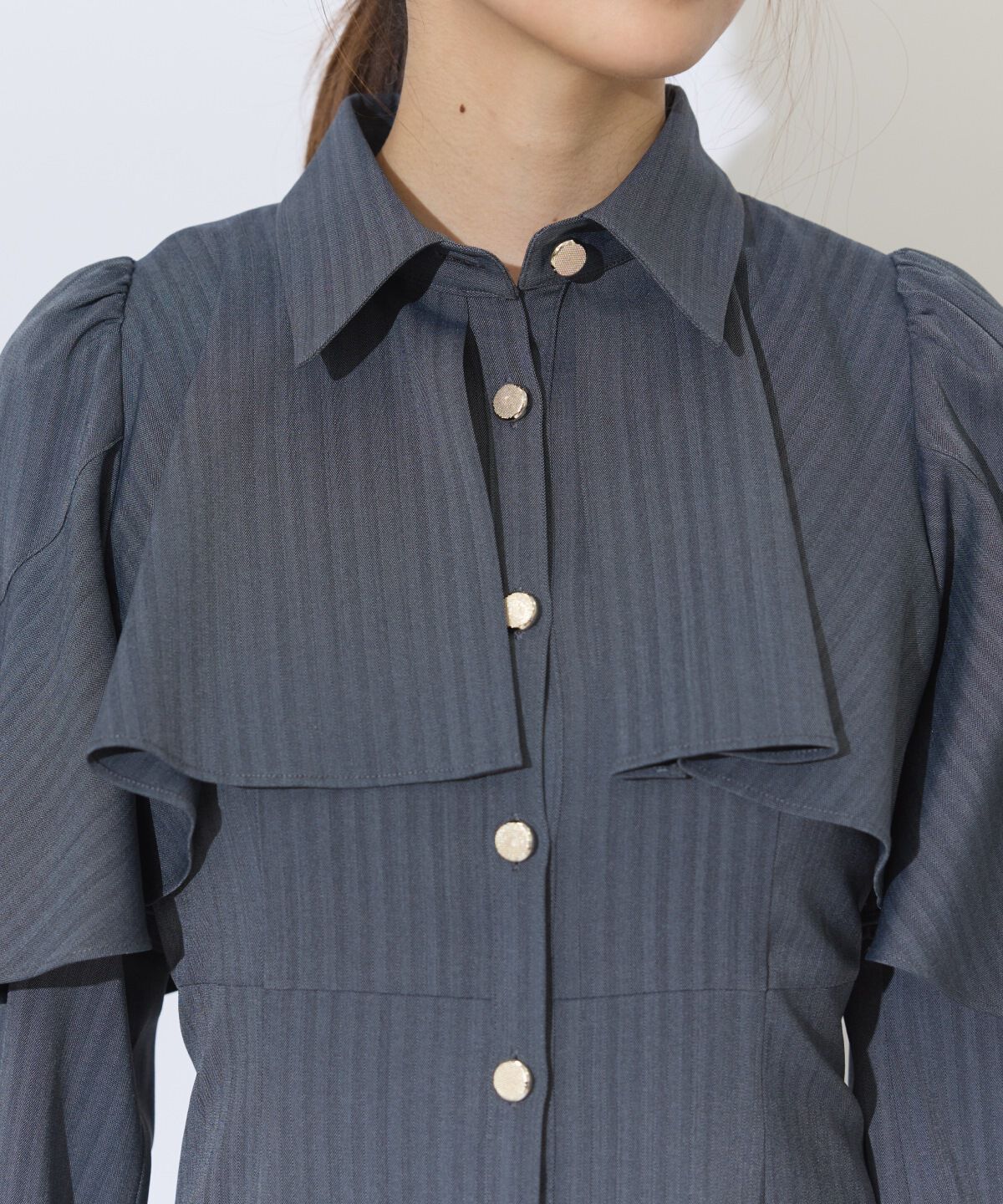 アンドクチュール「ケープフリルシャツワンピース」|ワンピース|