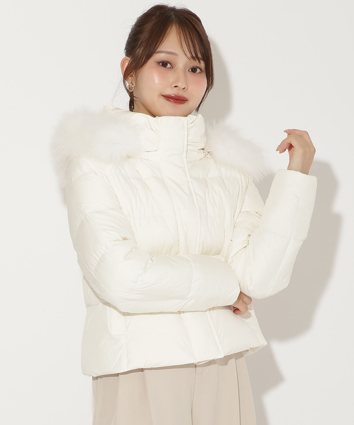 アンドクチュール「FOXファー付きショートダウン」|ダウン|