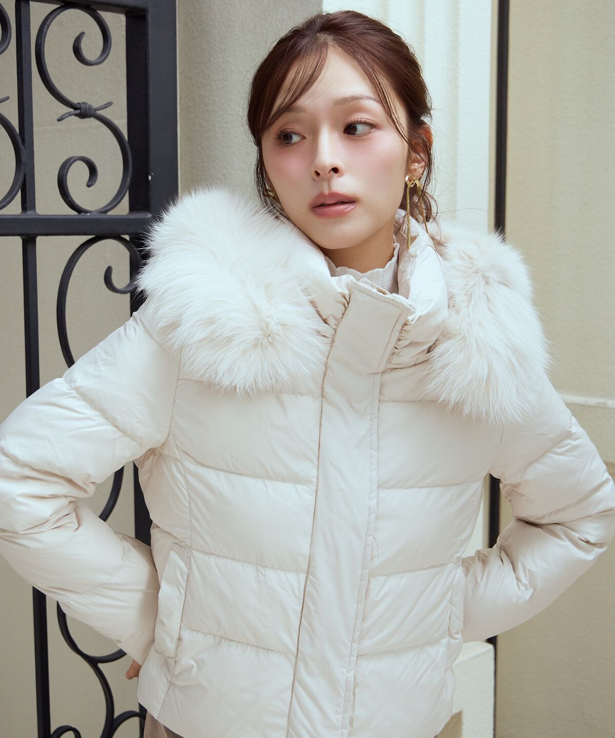 アンドクチュール「FOXファー付きショートダウン」|ダウン|