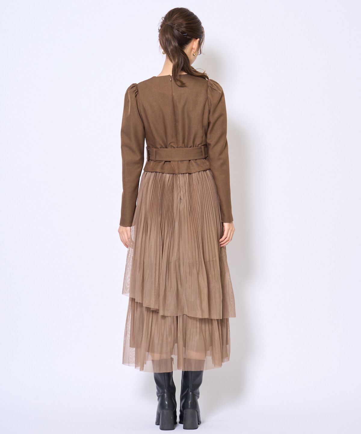 アンドクチュール「プリーツレイヤードワンピース」|ワンピース|