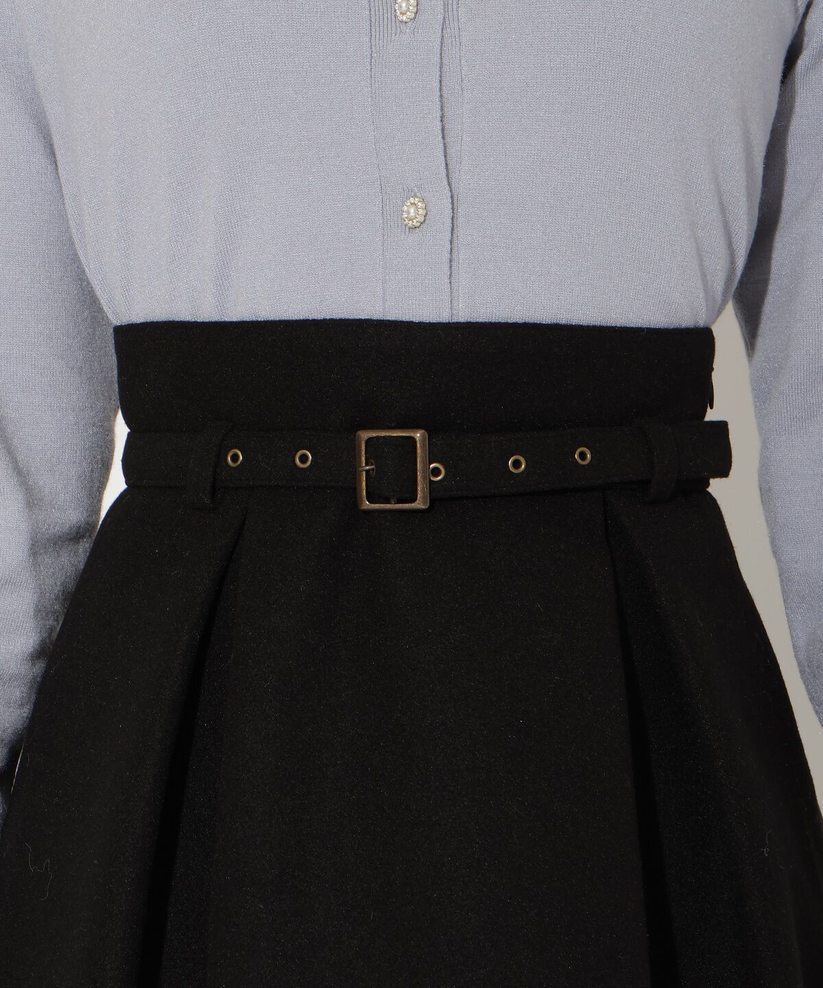 アンドクチュール「ベルト付きボックスミニスカート」|台形|