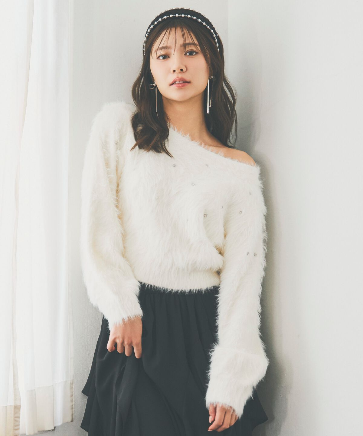 アンドクチュール「ビジューフェザーニットプルオーバー」|ニット・セーター|