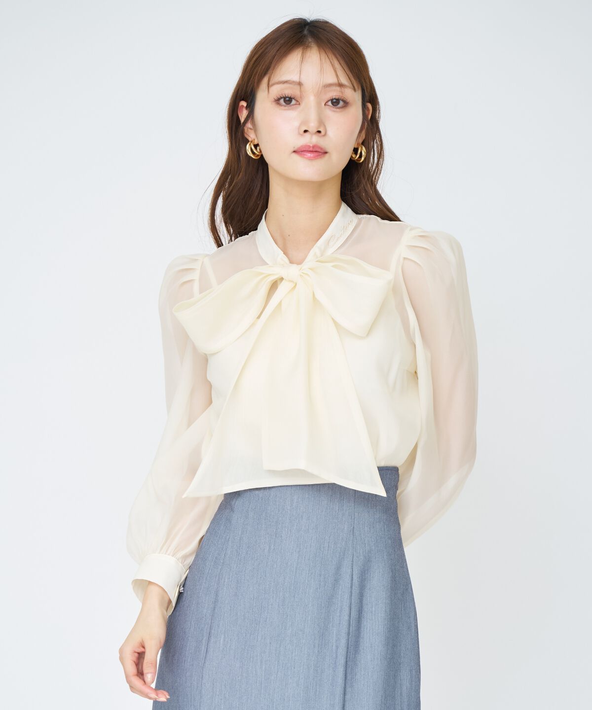 アンドクチュール「シアーボウタイブラウス」|シャツ・ブラウス|
