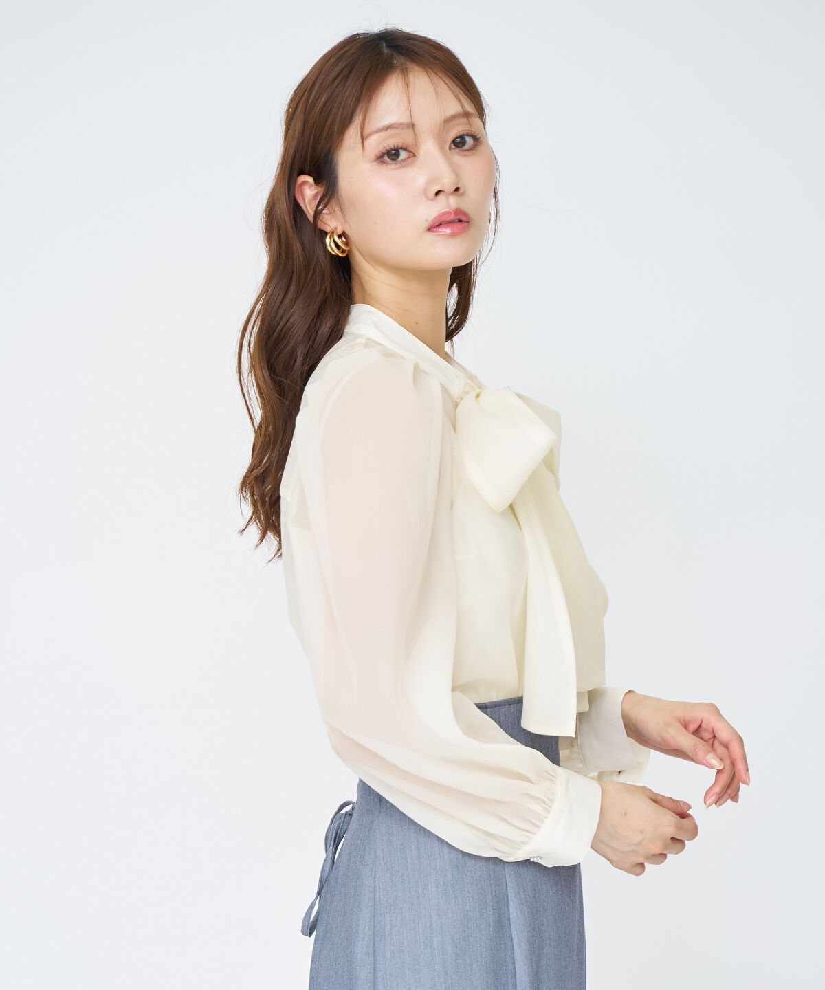 アンドクチュール「シアーボウタイブラウス」|シャツ・ブラウス|