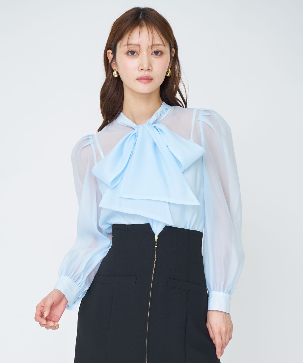 アンドクチュール「シアーボウタイブラウス」|シャツ・ブラウス|