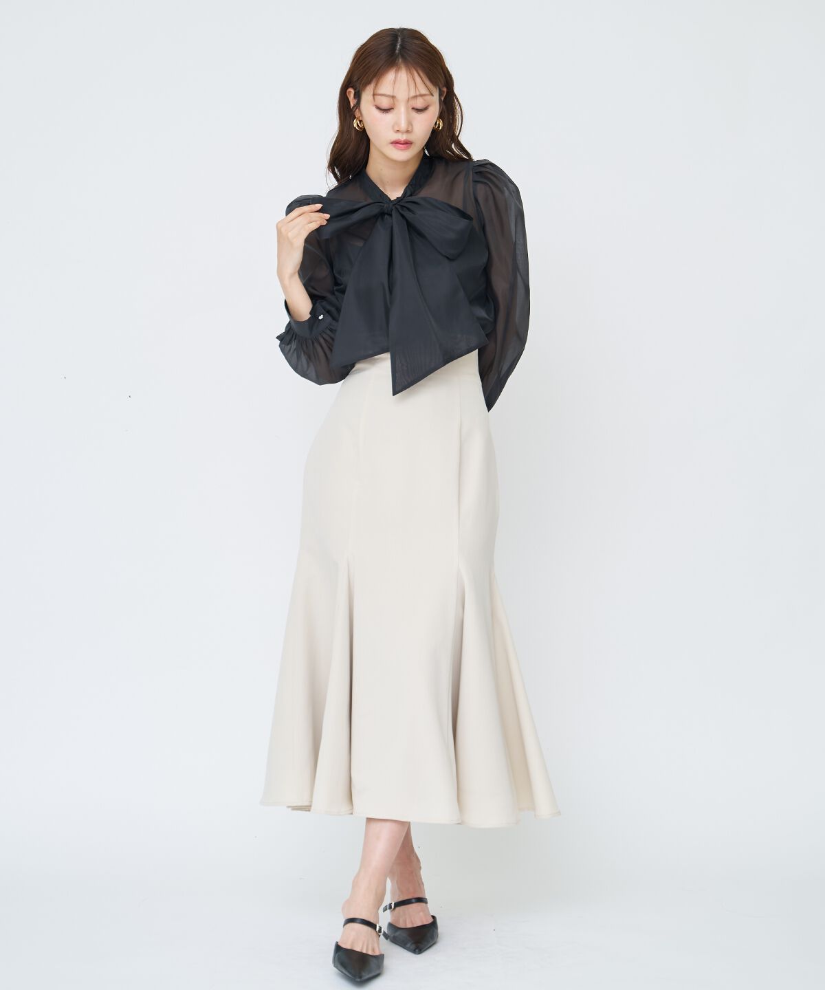 アンドクチュール「シアーボウタイブラウス」|シャツ・ブラウス|